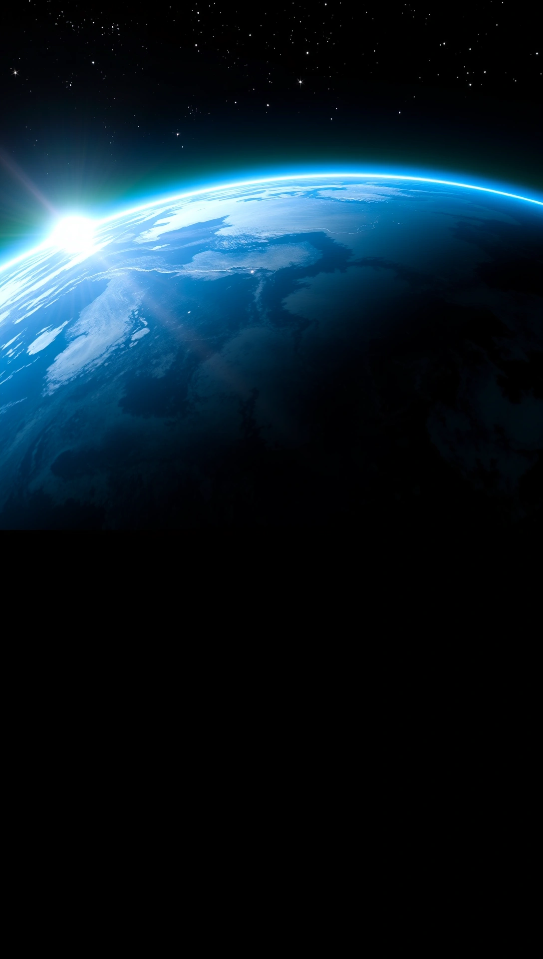 Stunning view of Earth from space with glowing aurora lights and stars