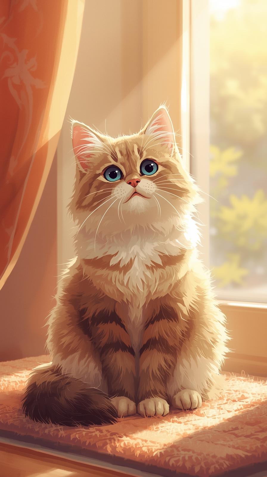 Cute Cat In House Wallpaper