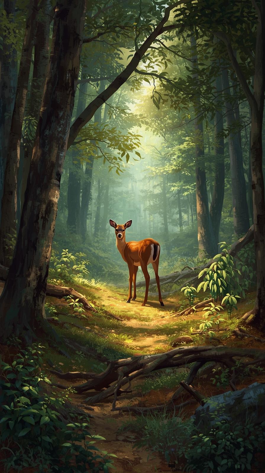 Deer In Nature Wallpaper