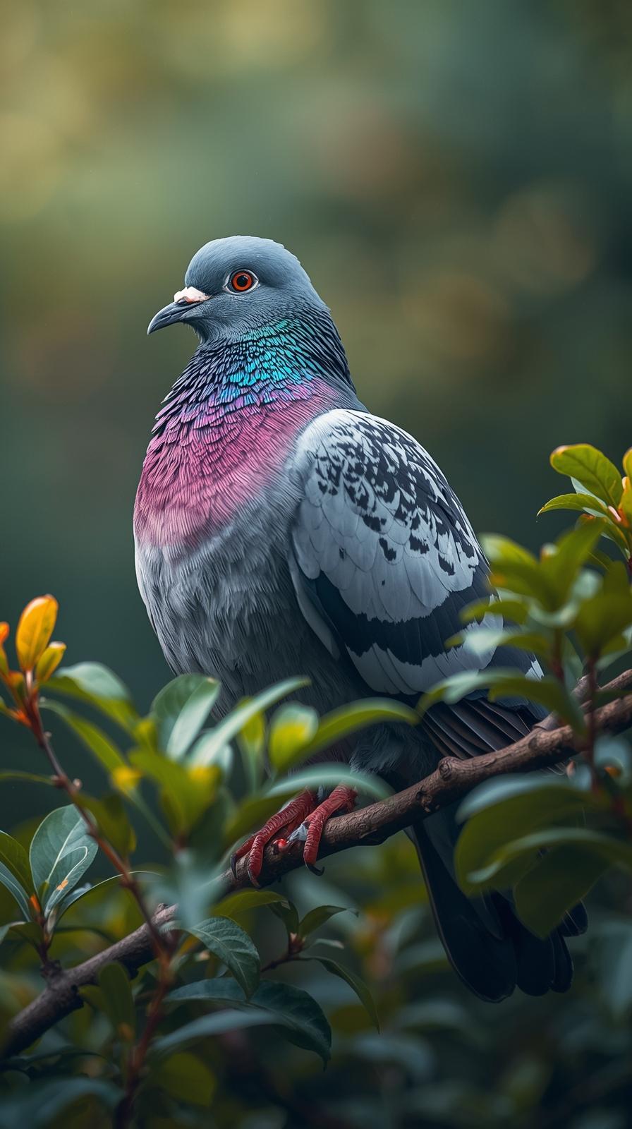 Random Color Pigeon In Nature Wallpaper