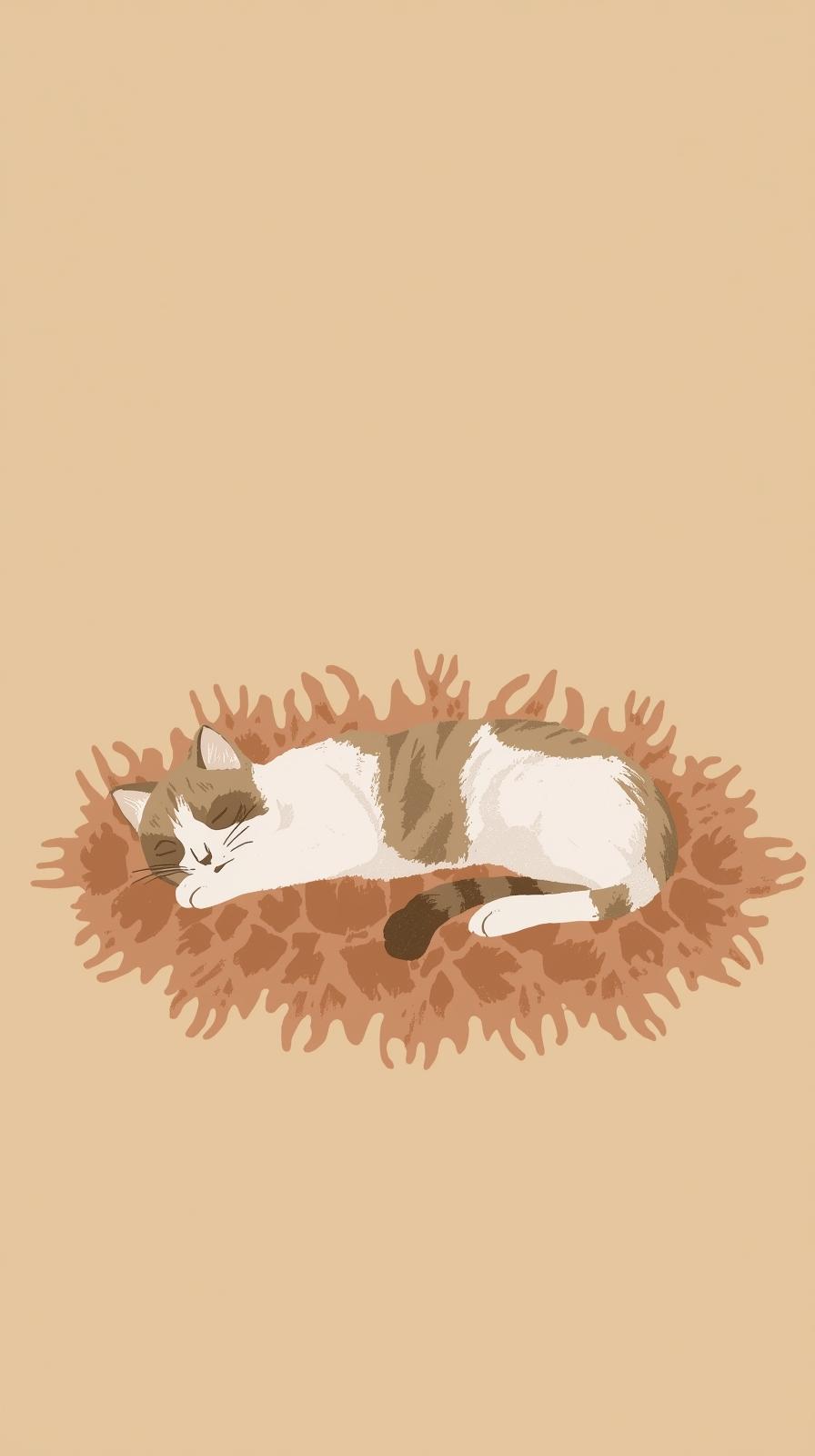 Sleeping Cat In House Wallpaper