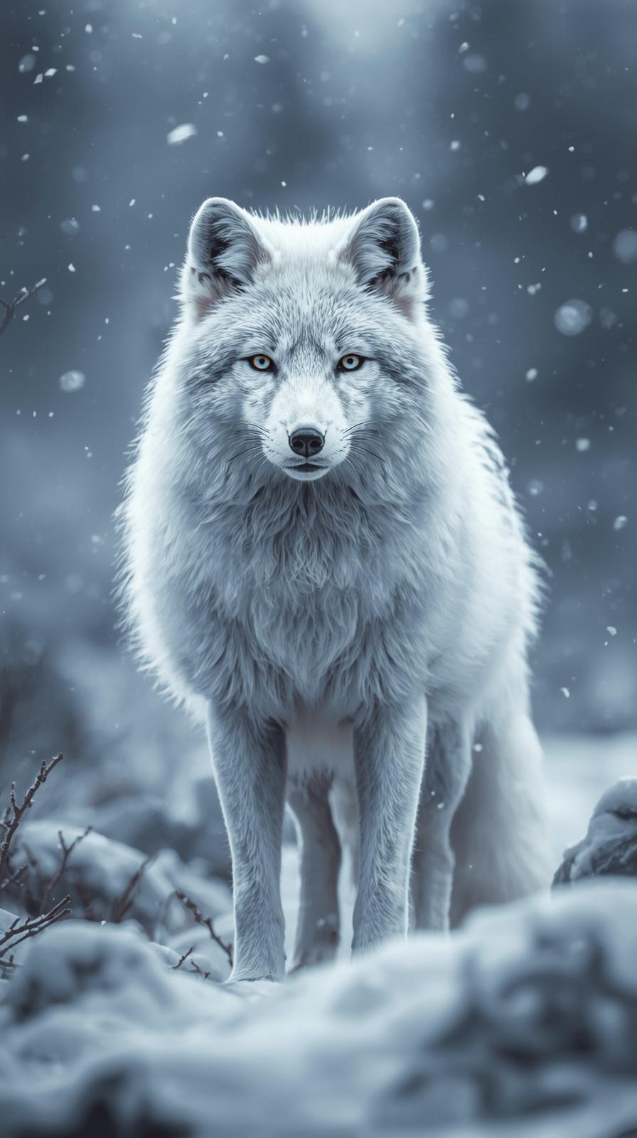 Snow Fox In Nature Wallpaper