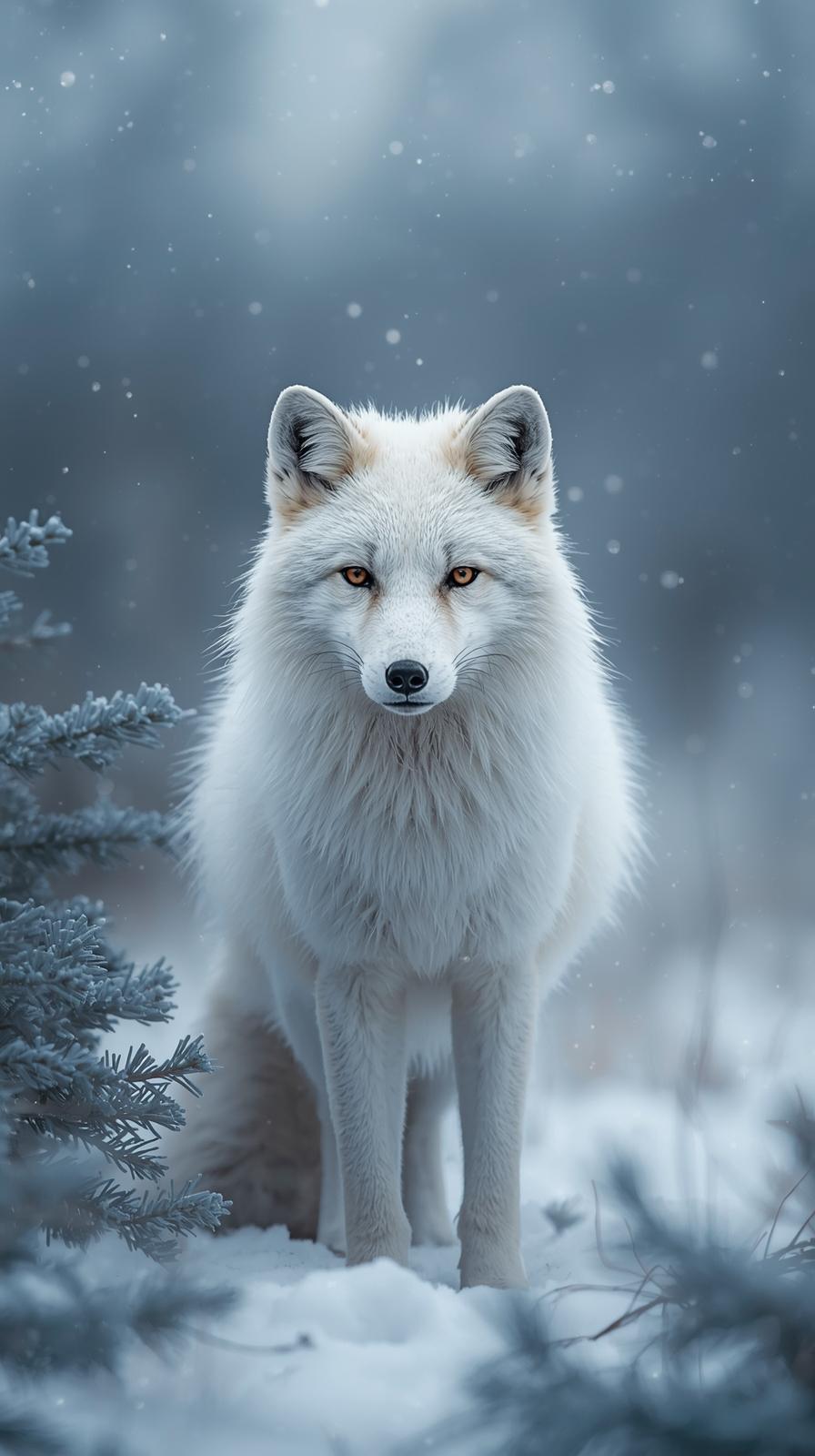 Snow Fox In Nature Wallpaper
