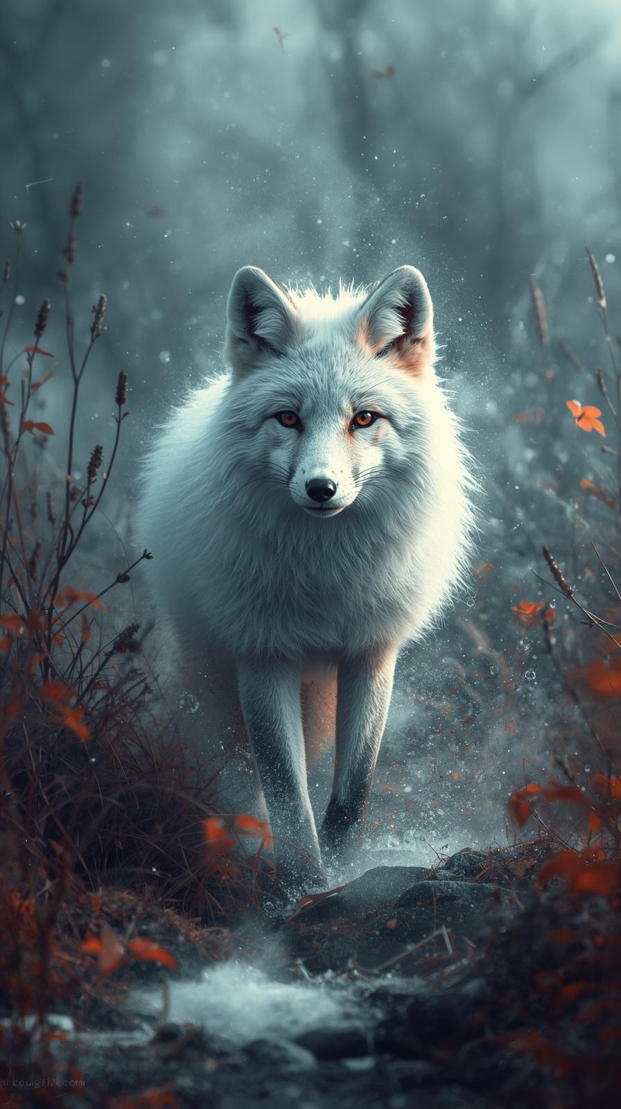 Snow Fox In Nature Wallpaper