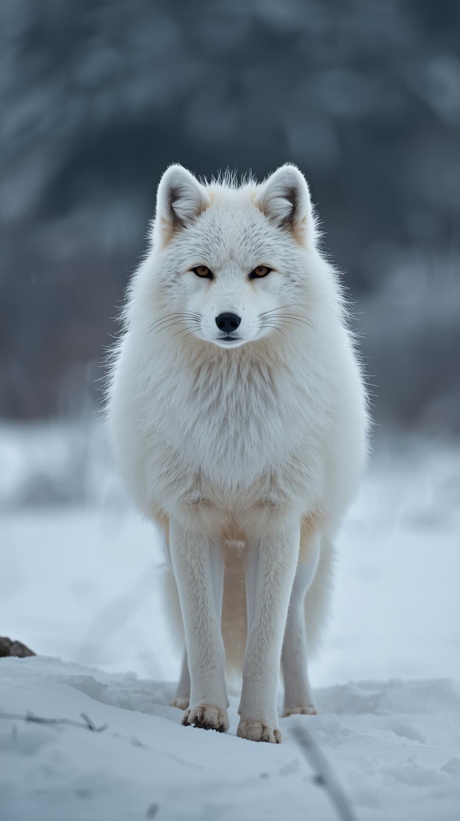 Snow Fox In Nature Wallpaper