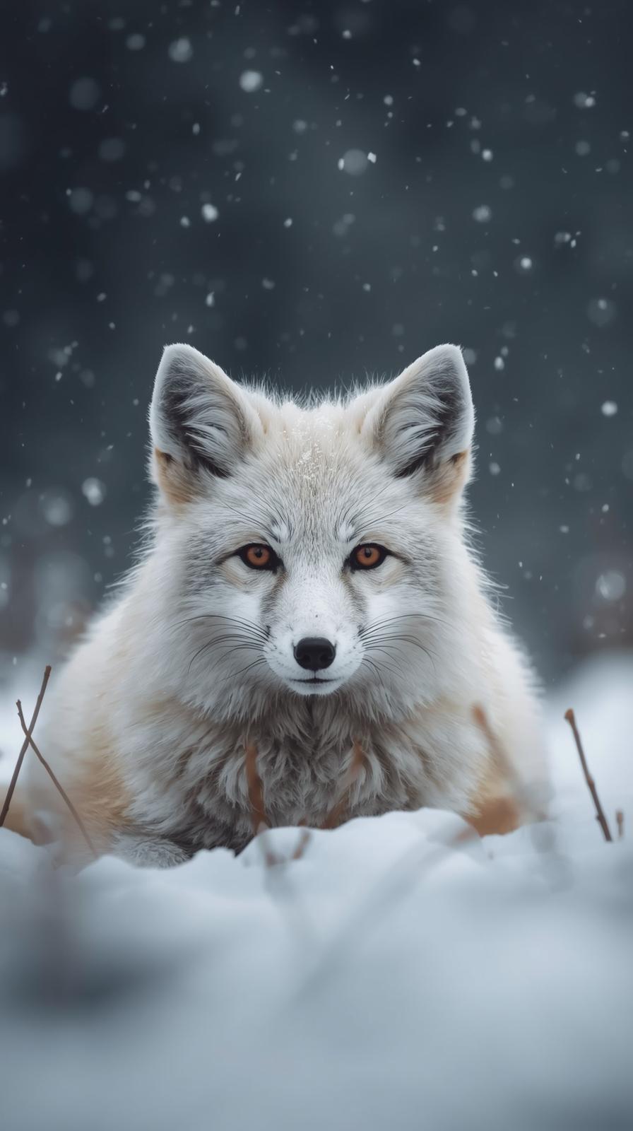 Snow Fox In Nature Wallpaper
