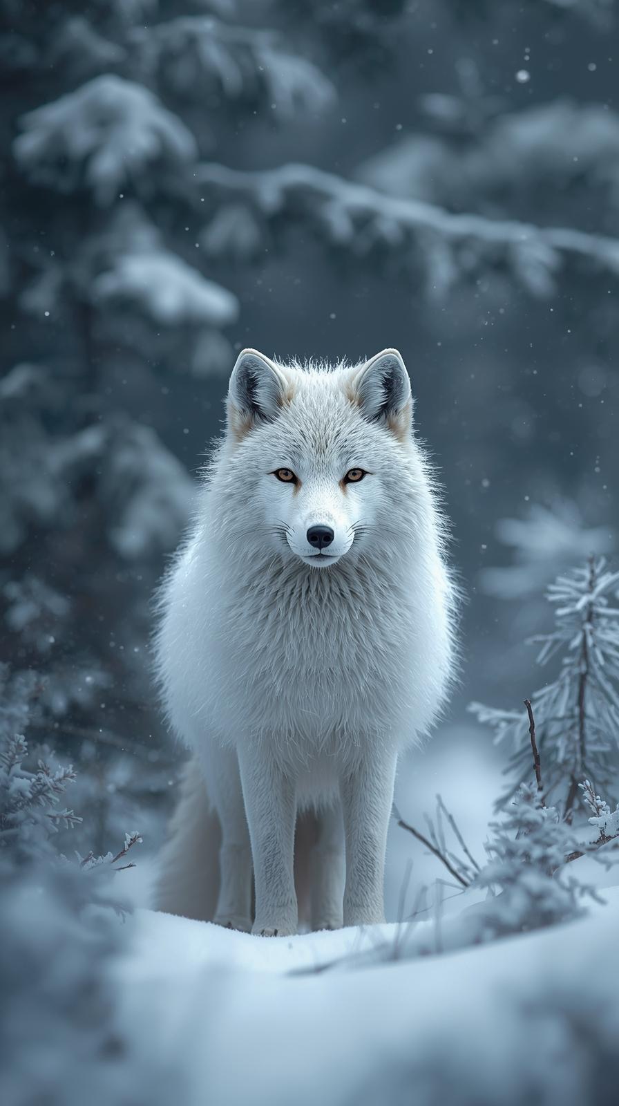 Snow Fox In Nature Wallpaper