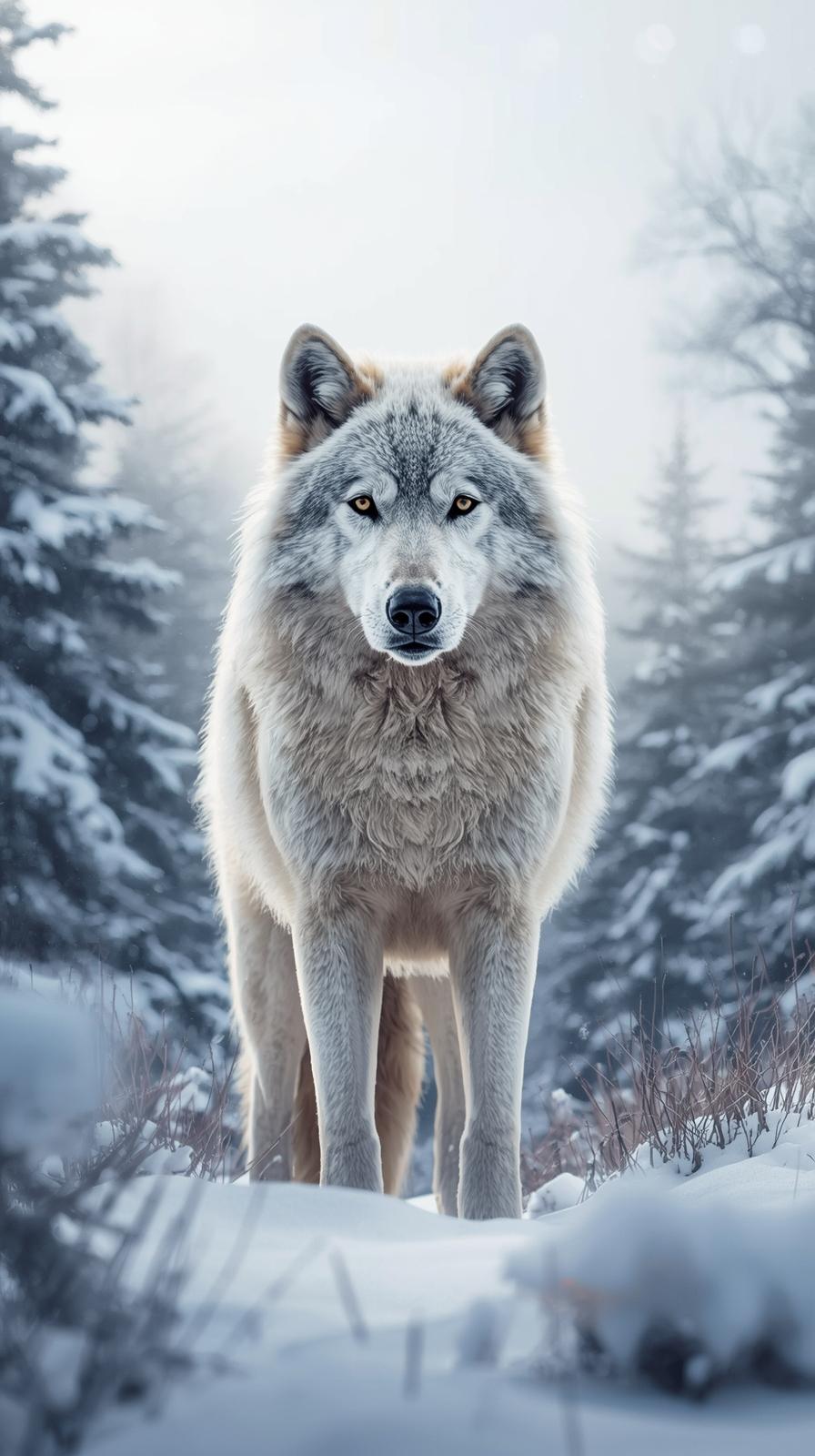 Snow Wolf In Nature Wallpaper