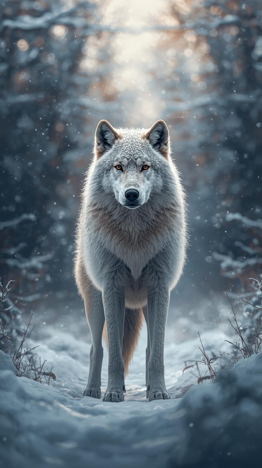 Snow Wolf In Nature Wallpaper