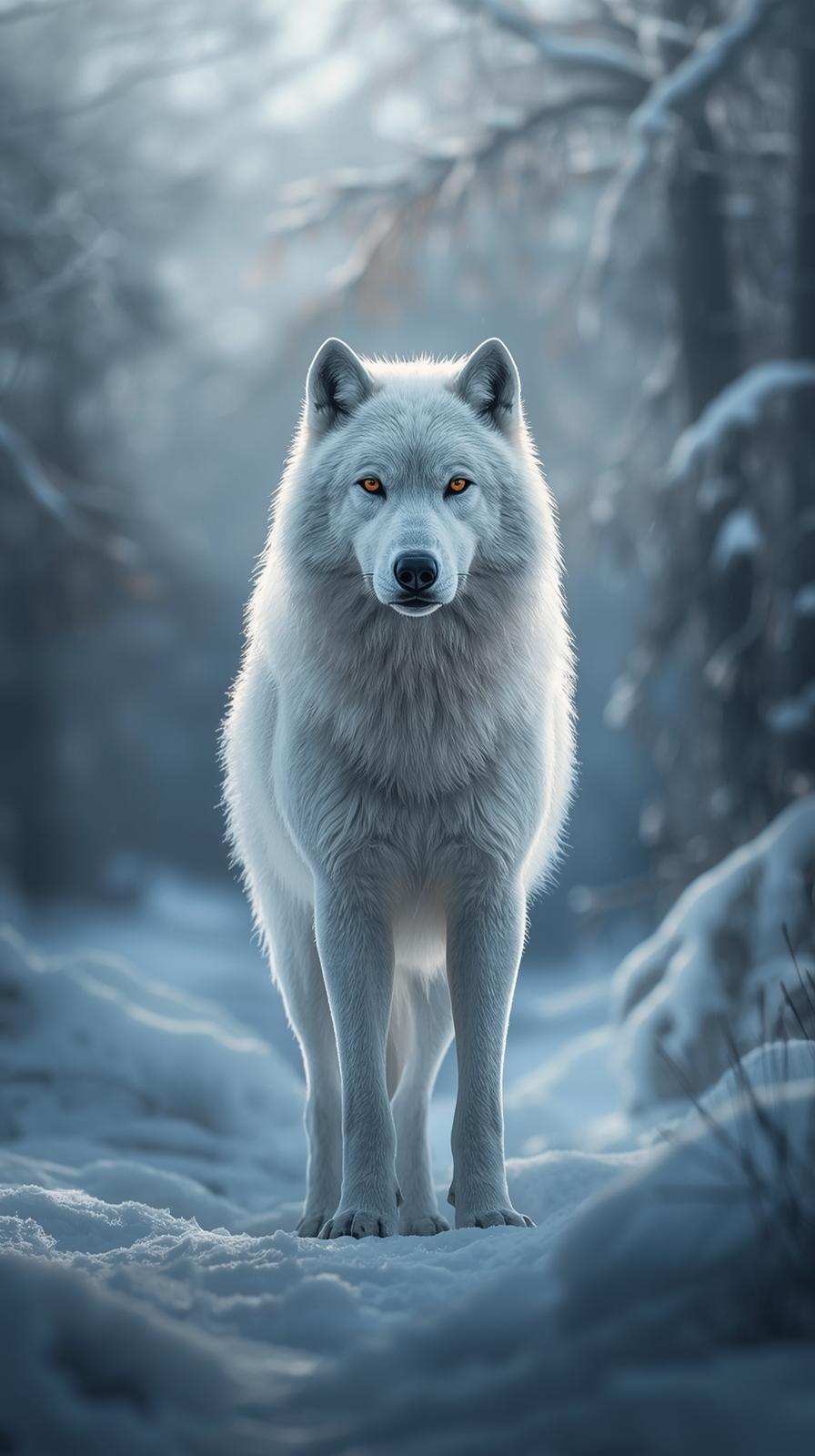 Snow Wolf In Nature Wallpaper