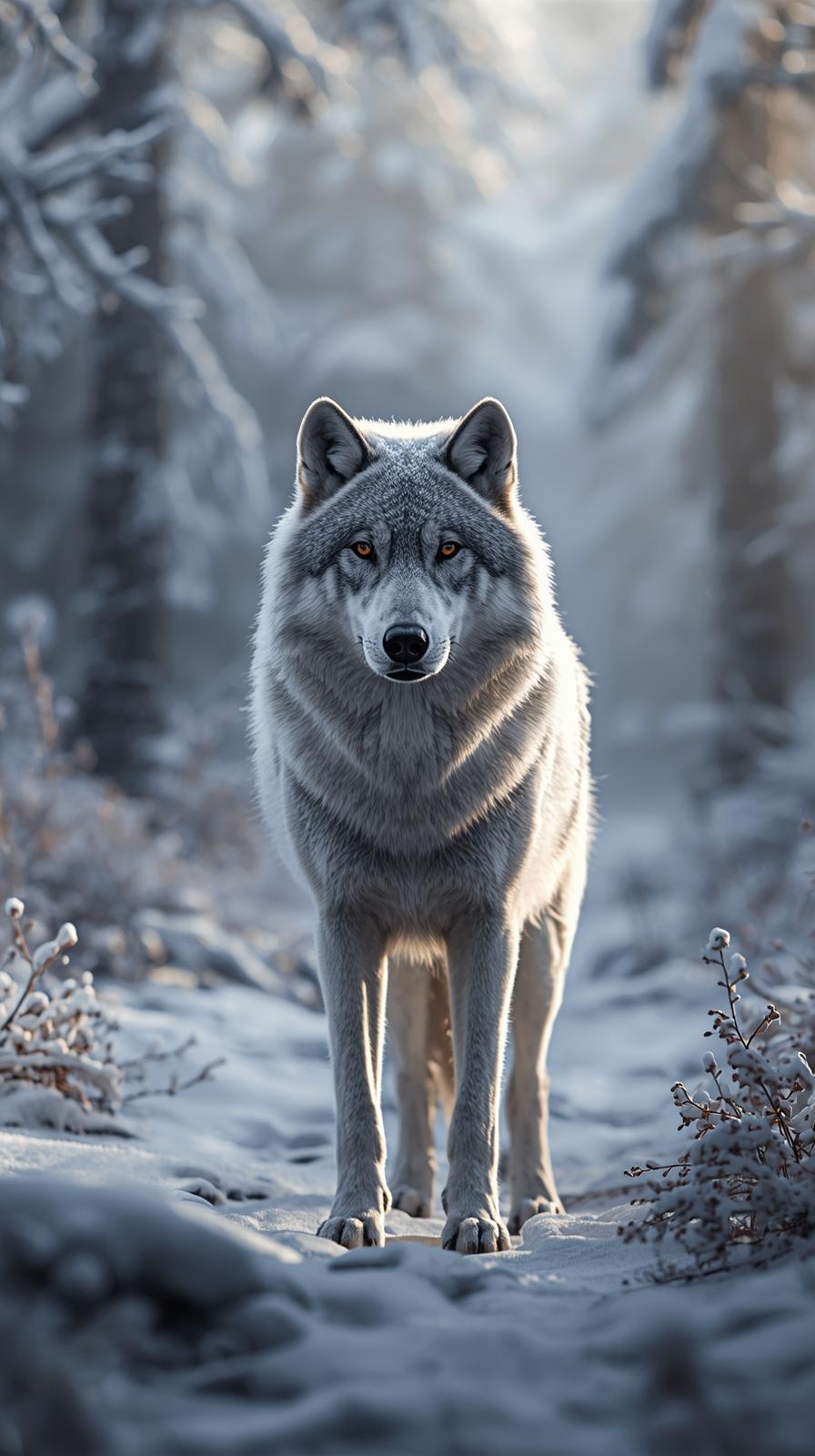 Snow Wolf In Nature Wallpaper