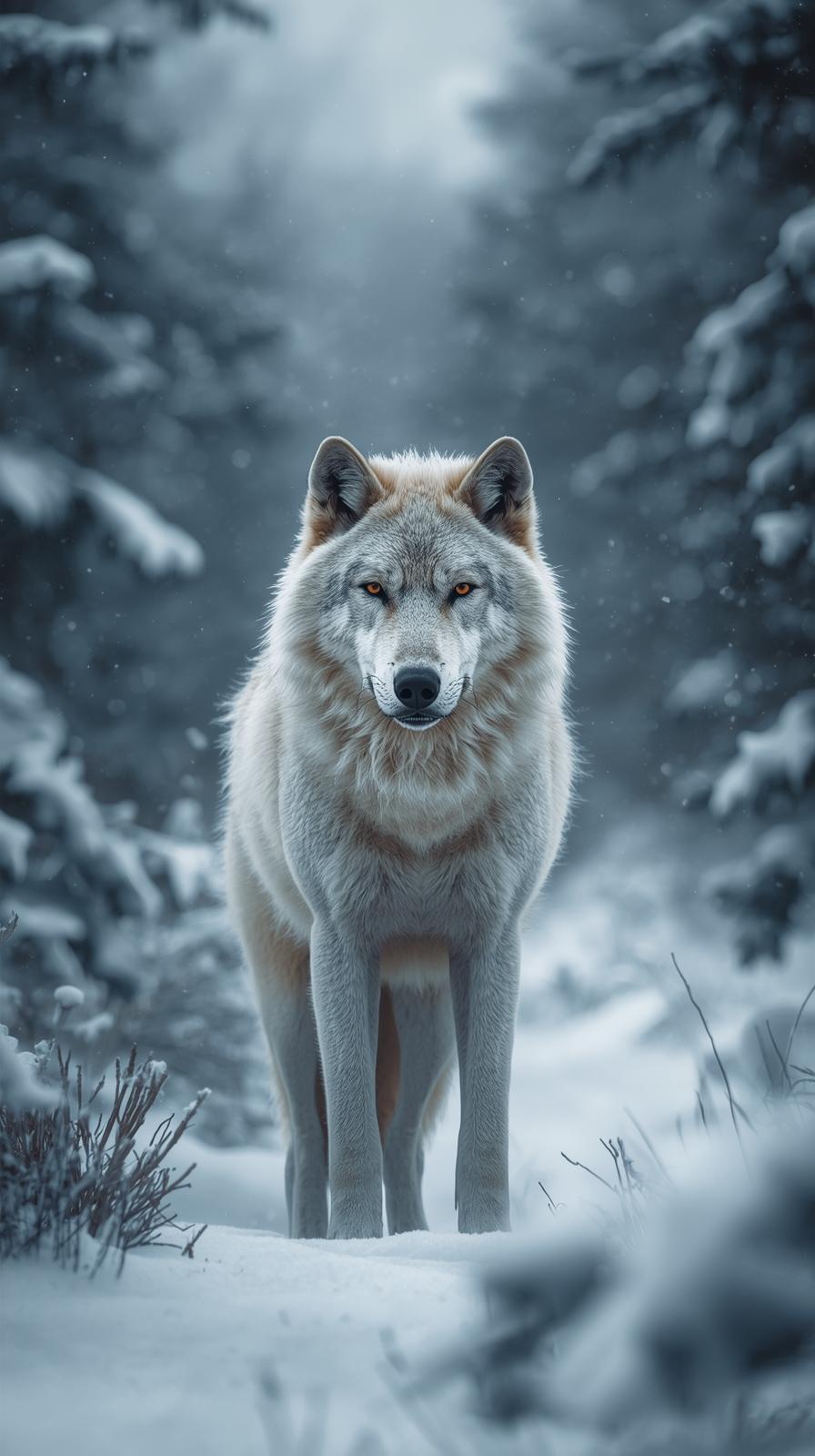 Snow Wolf In Nature Wallpaper