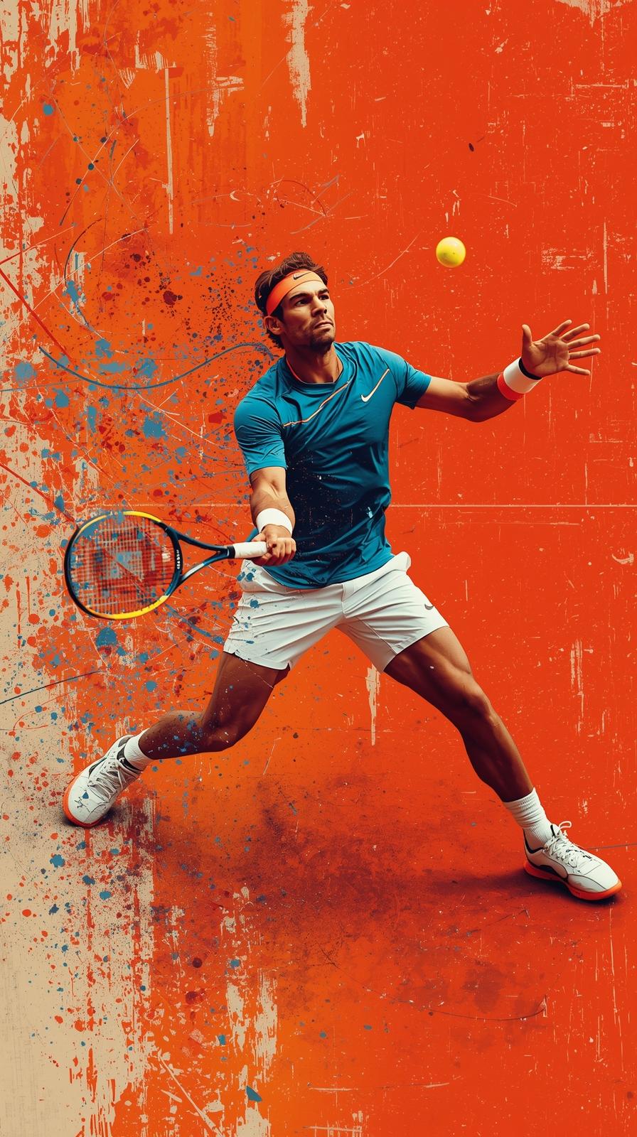 Rafael Nadal Backhand On Clay With Motion Lines Or