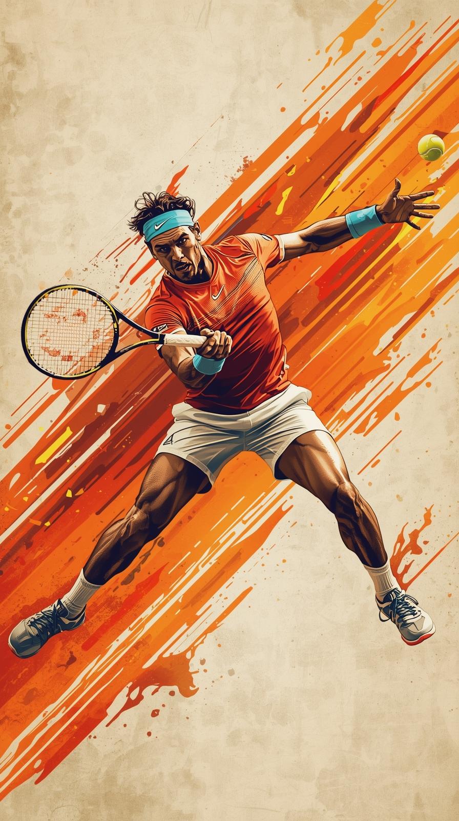 Rafael Nadal Backhand On Clay With Motion Lines Or