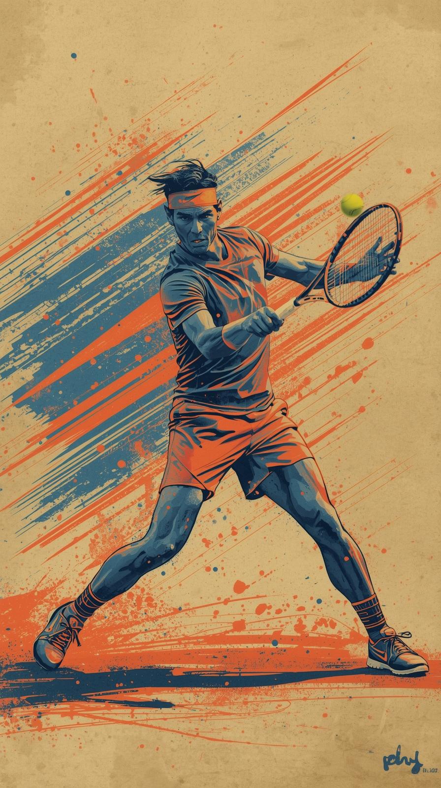 Rafael Nadal Backhand On Clay With Motion Lines Or