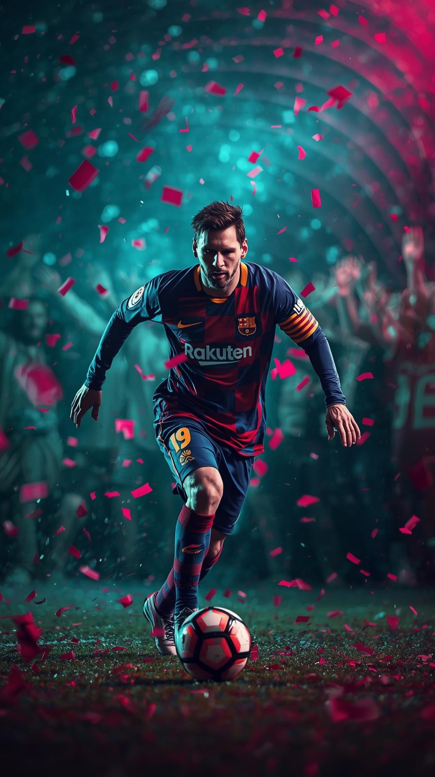 Dynamic Portrait Of Lionel Messi Mid Dribble Motio