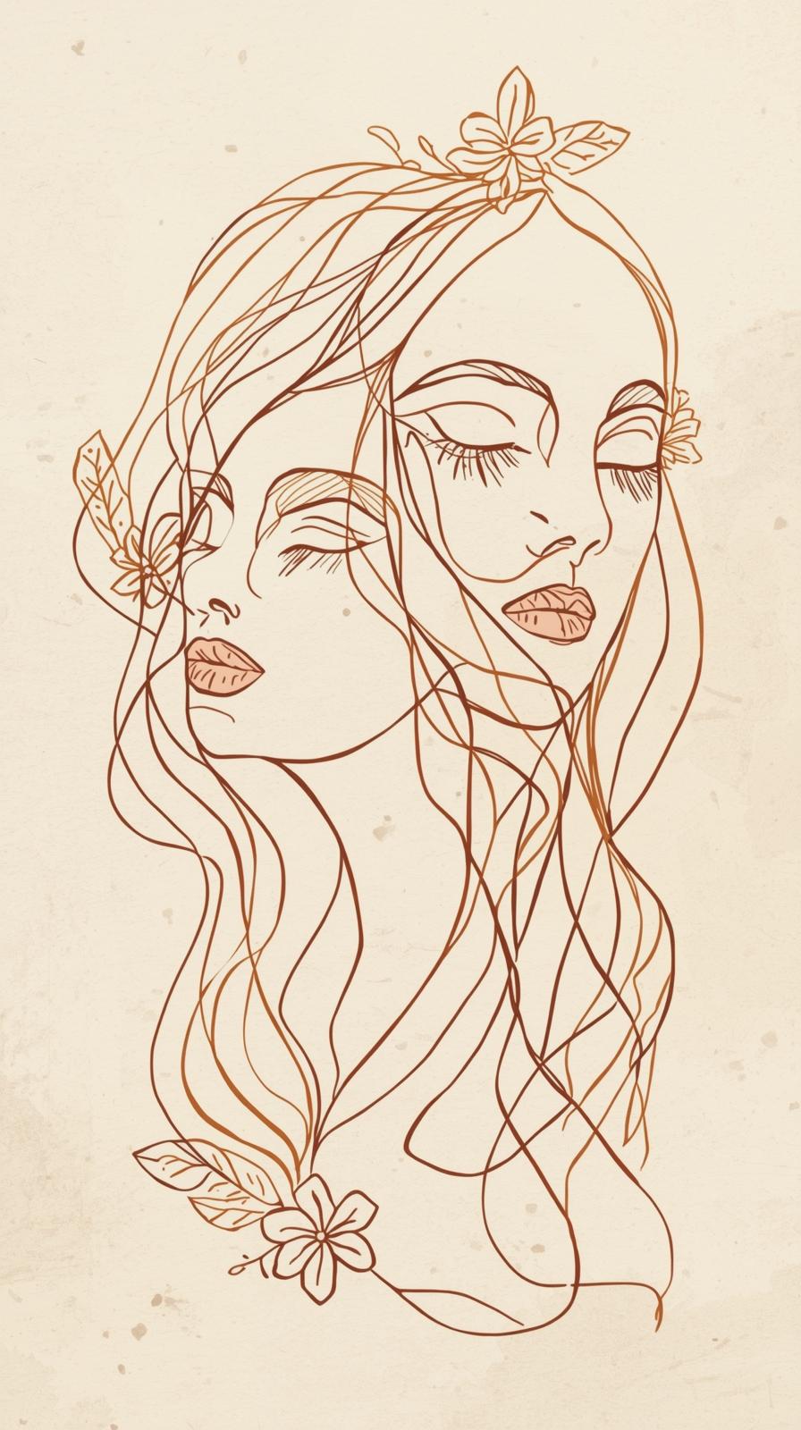 Boho Line Art Faces