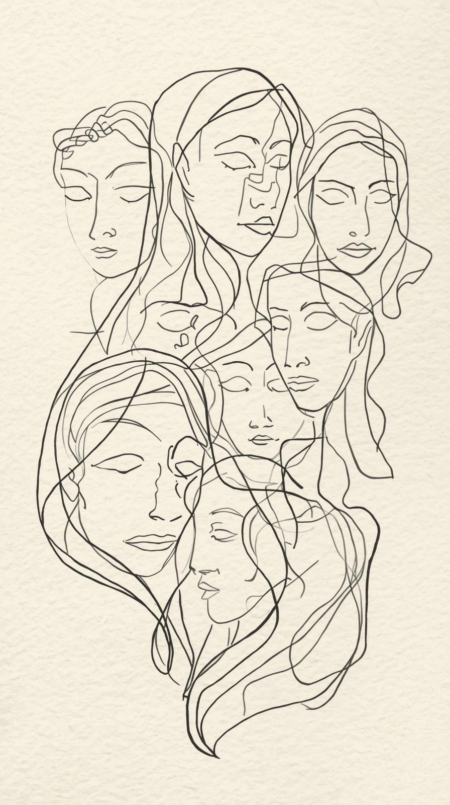 Boho Line Art Faces