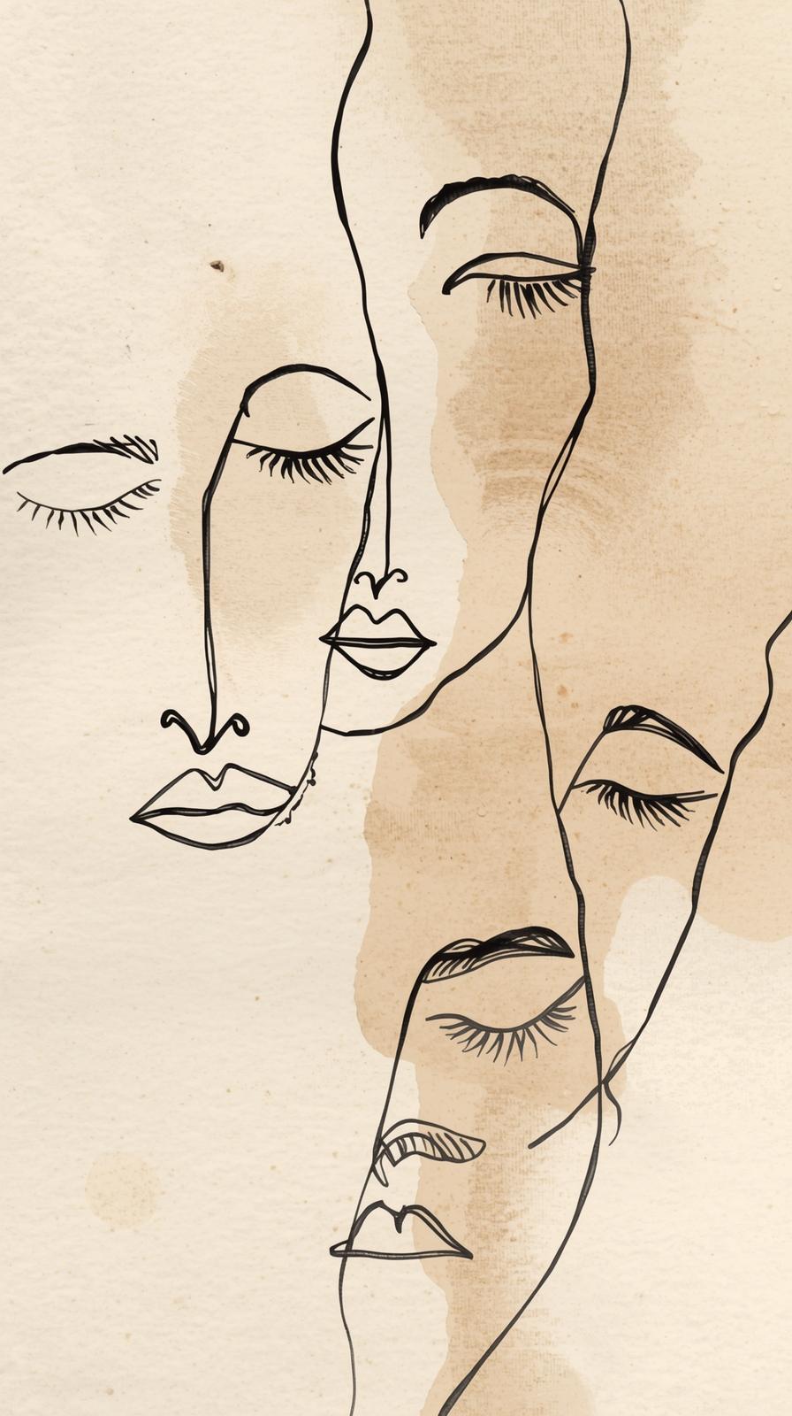 Boho Line Art Faces