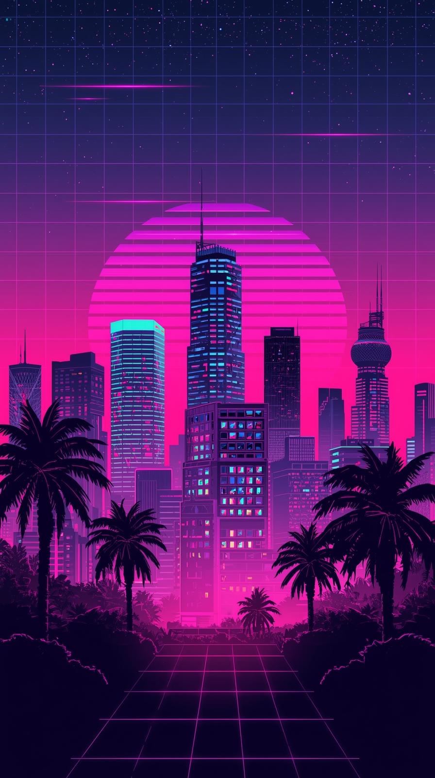 Retro Vaporwave Skyline