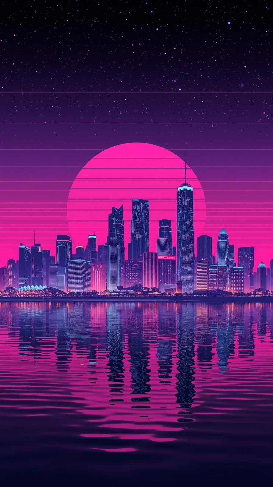 Retro Vaporwave Skyline