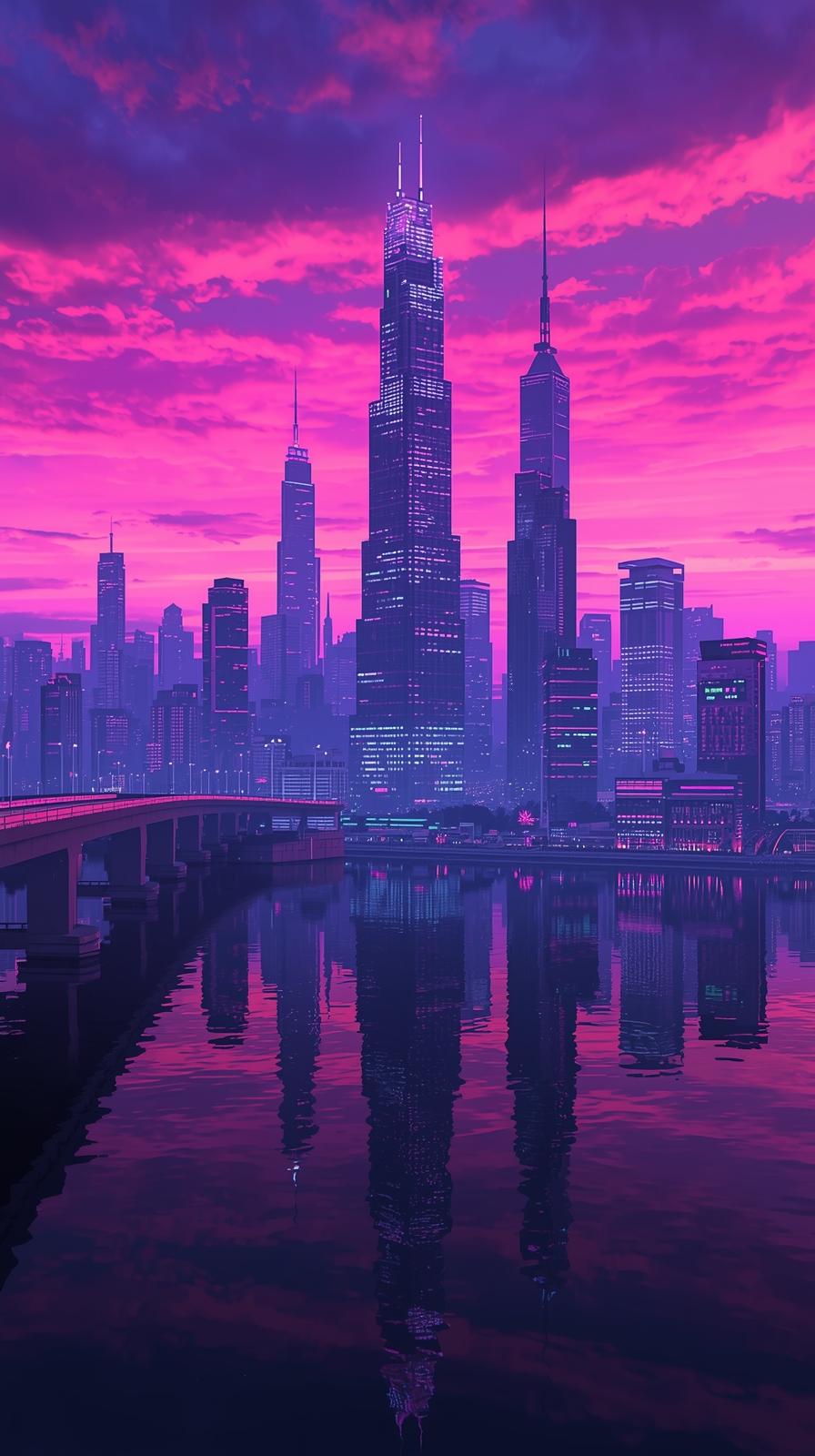 Retro Vaporwave Skyline