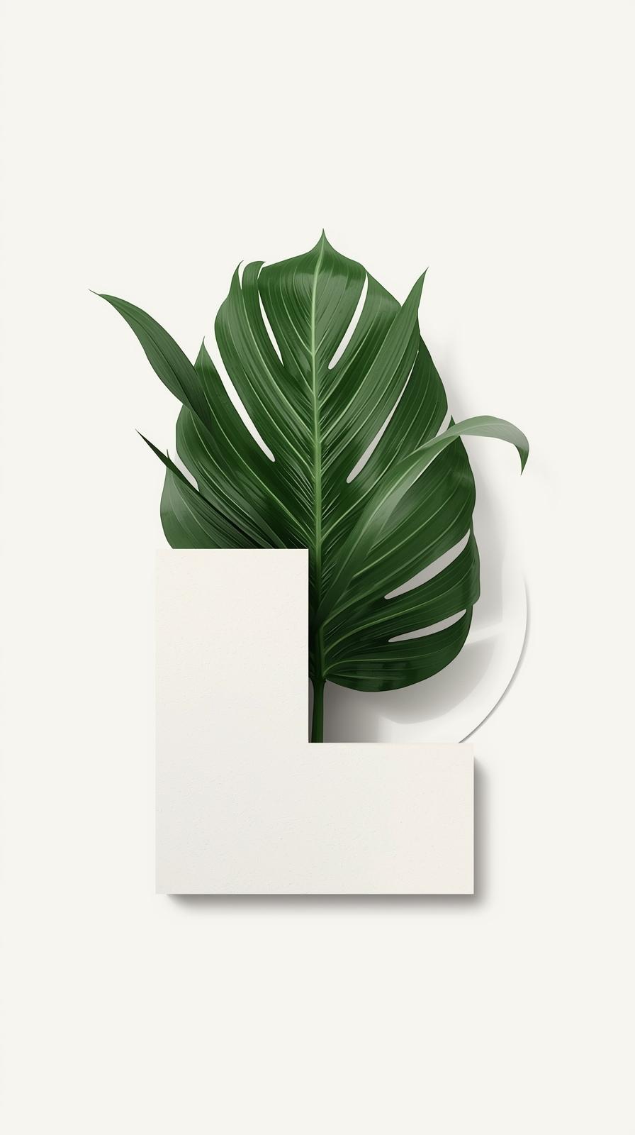 Tropical Leaf SilhouetteModern Bauhaus Blocks