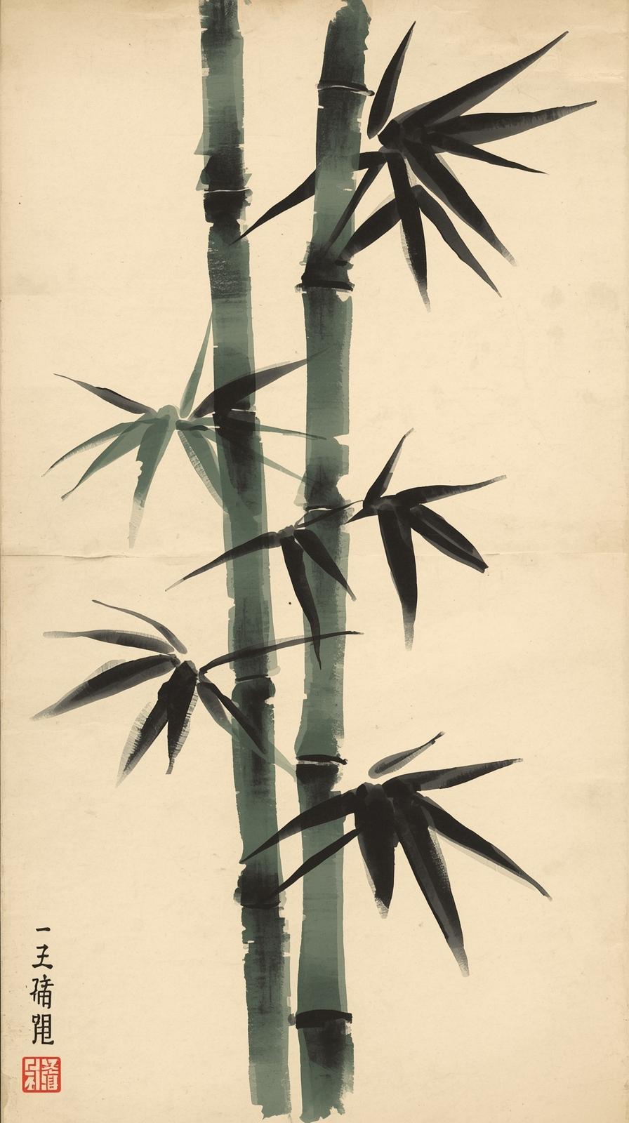 Vintage Postcard SunSumi E Bamboo Strokes