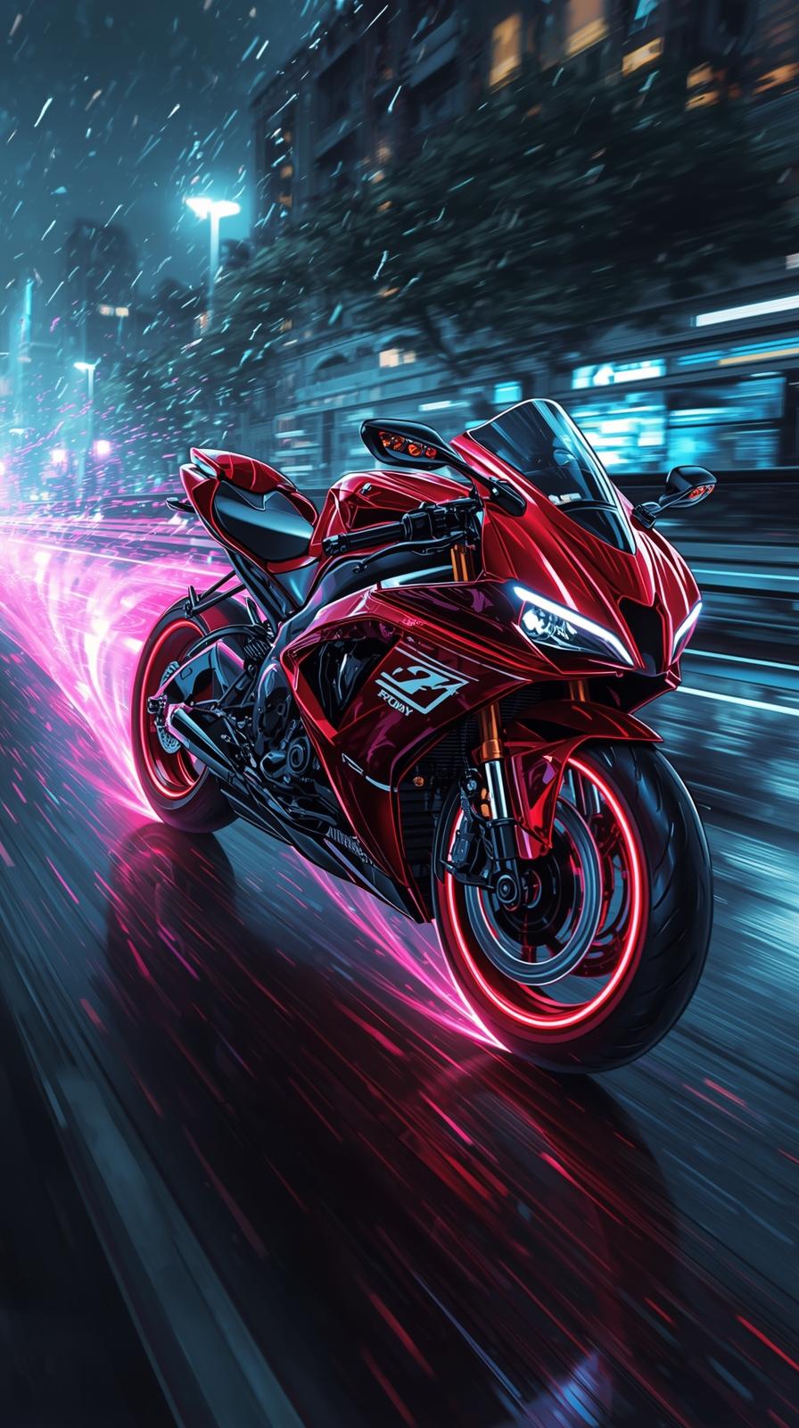 Akira Red Bike Neon Trail