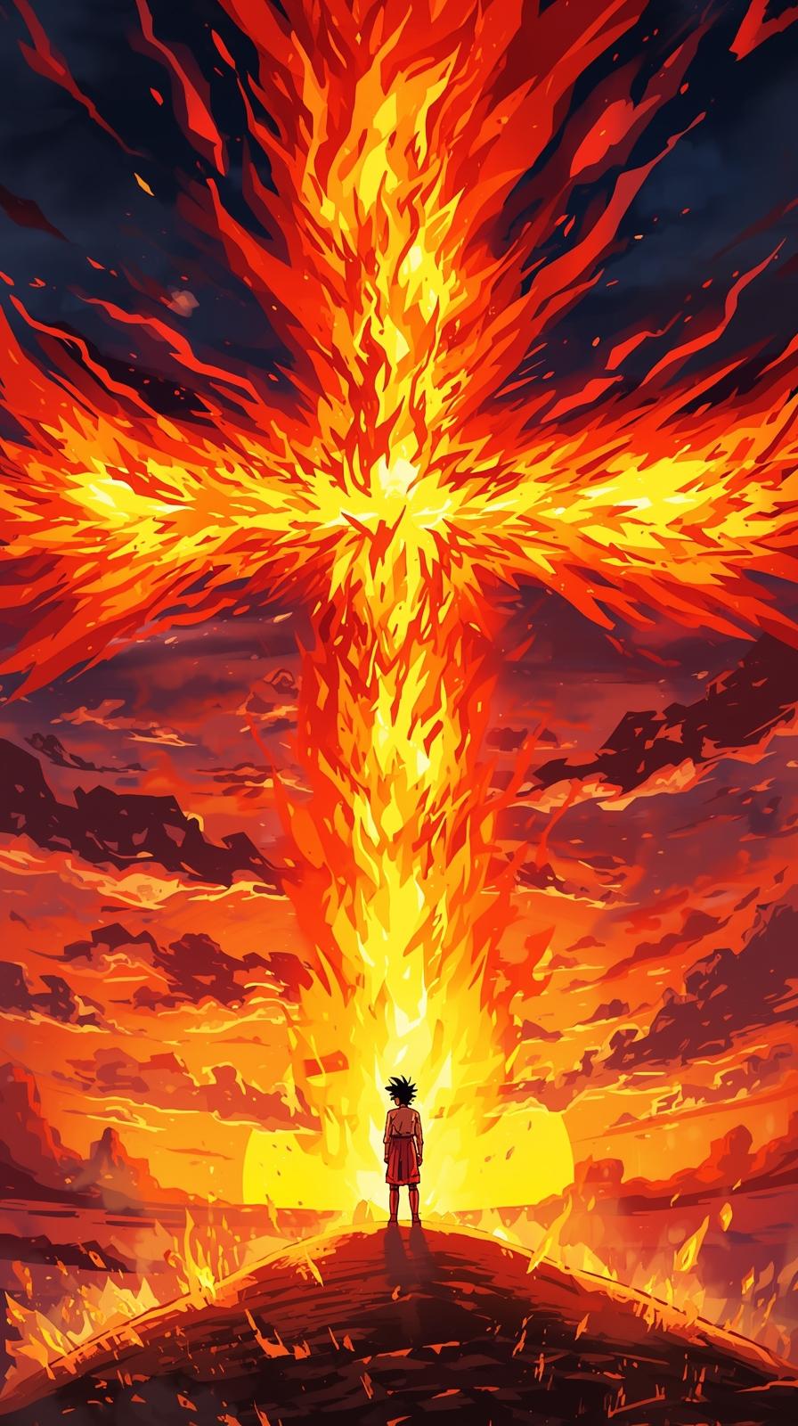 Dr Stone Stone CraFire Force Flames In Cross Shape