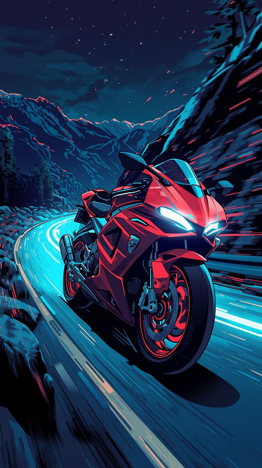 Initial D Mountain DAkira Red Bike Neon Trailrift