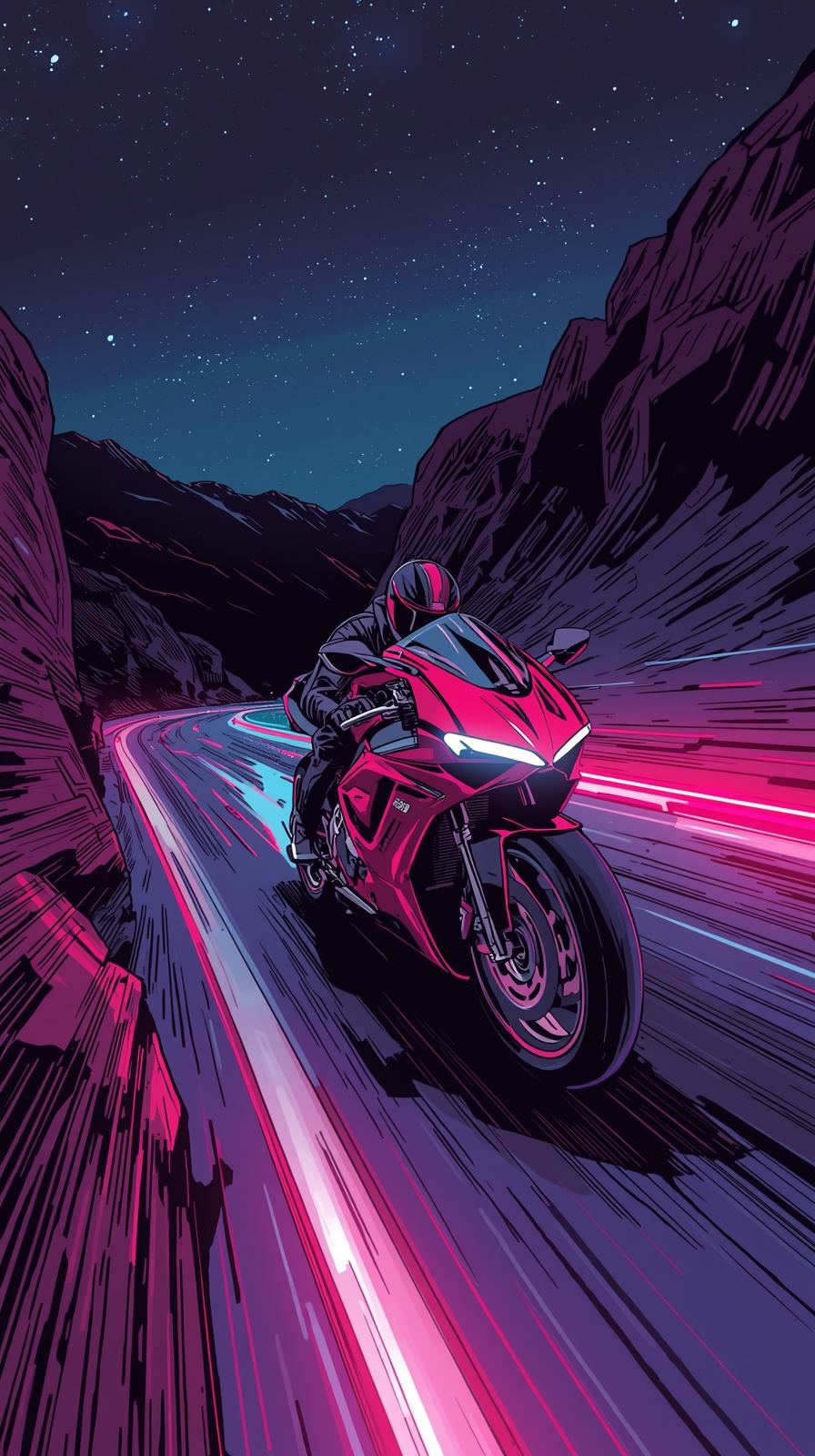 Initial D Mountain DAkira Red Bike Neon Trailrift