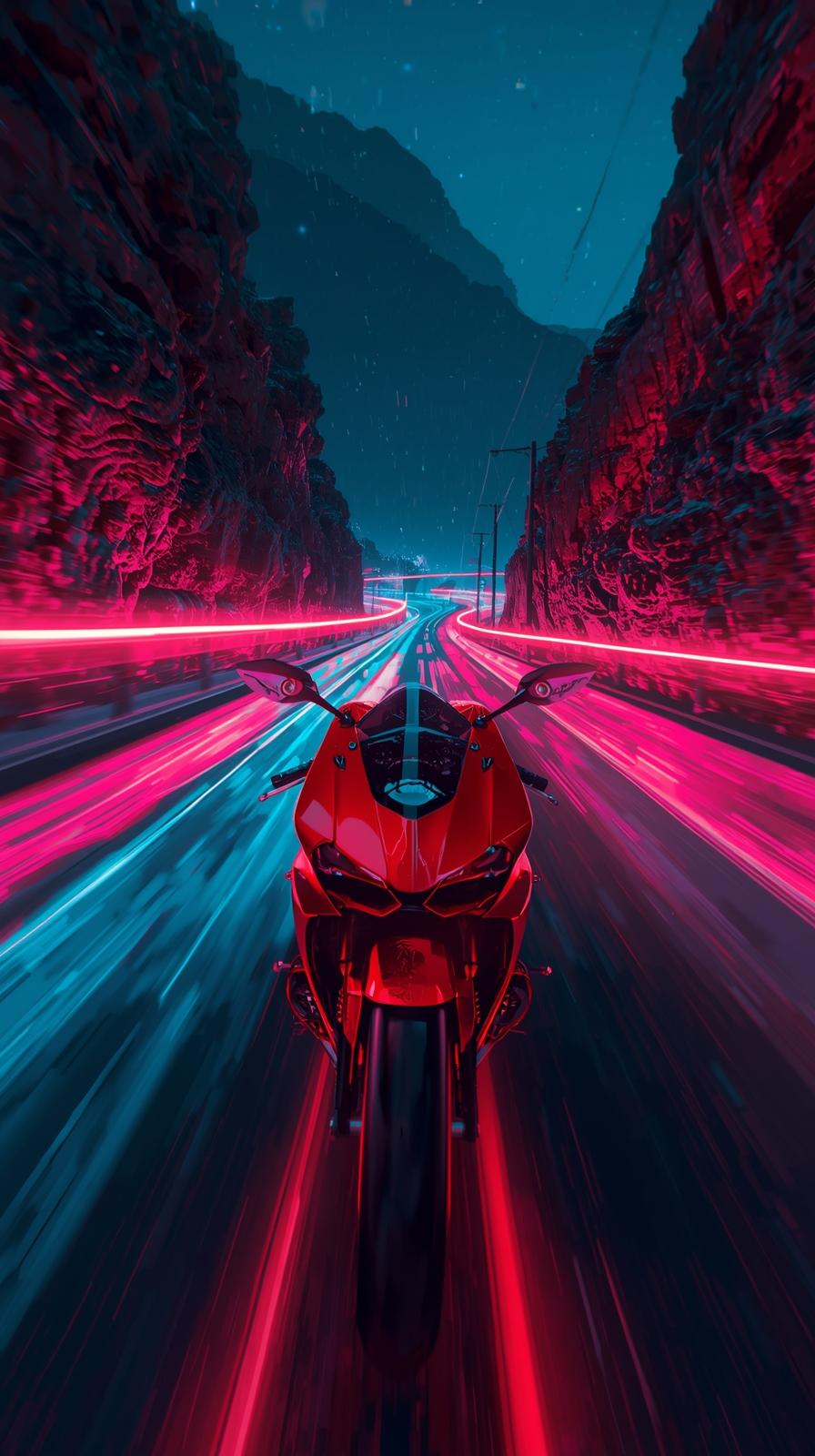 Initial D Mountain DAkira Red Bike Neon Trailrift