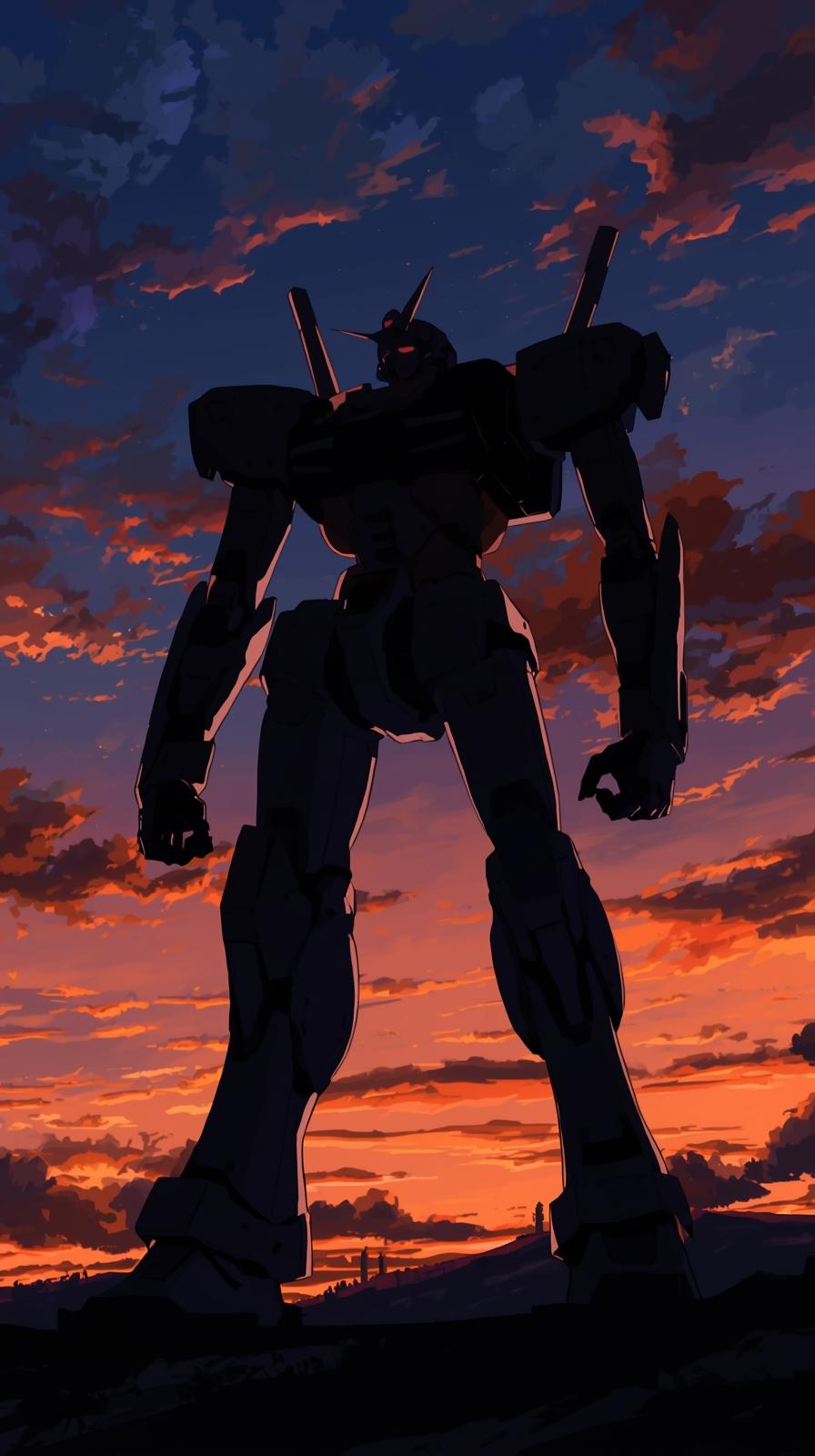 Evangelion Mecha Silhouette At Dusk