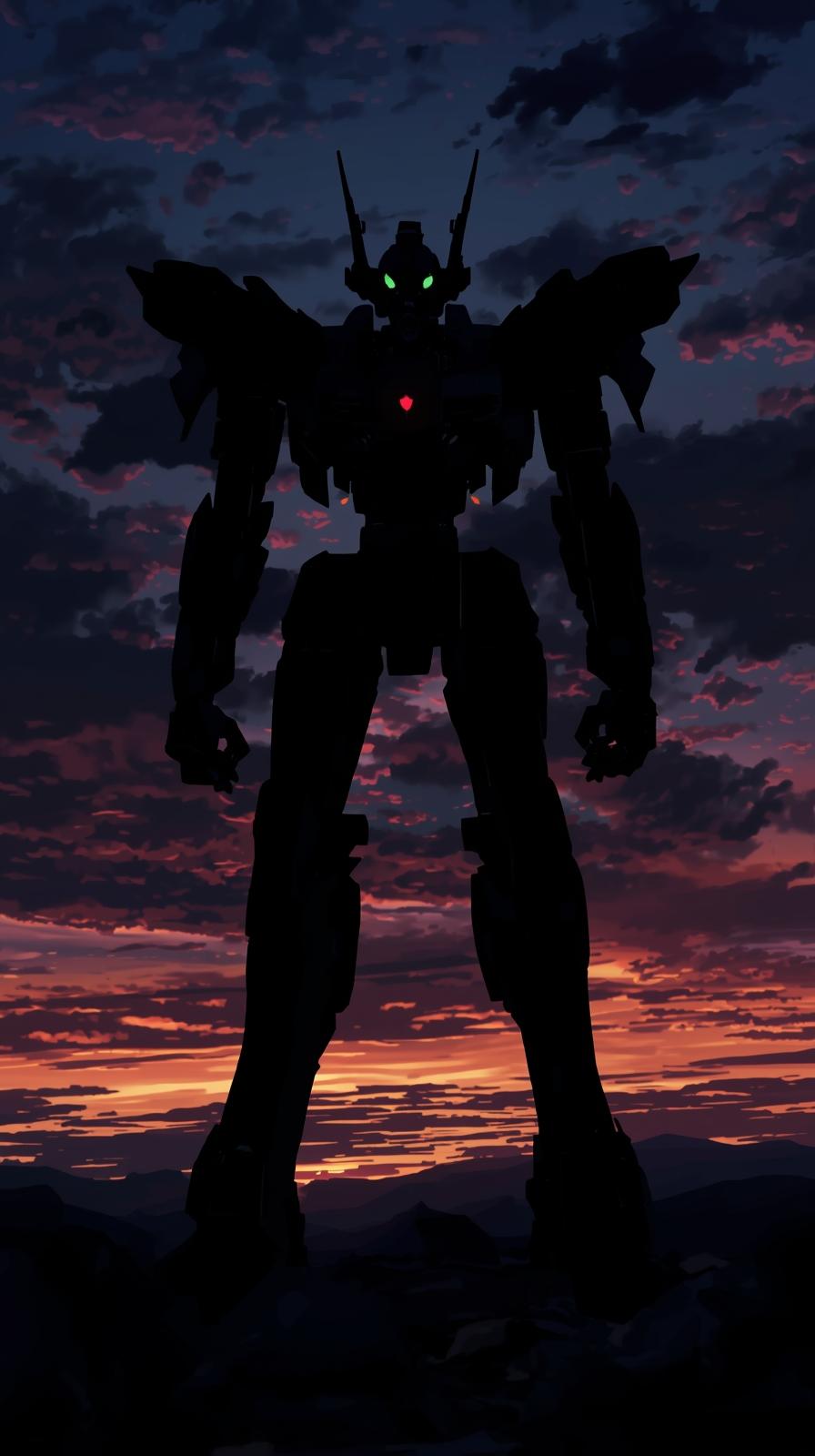 Evangelion Mecha Silhouette At Dusk