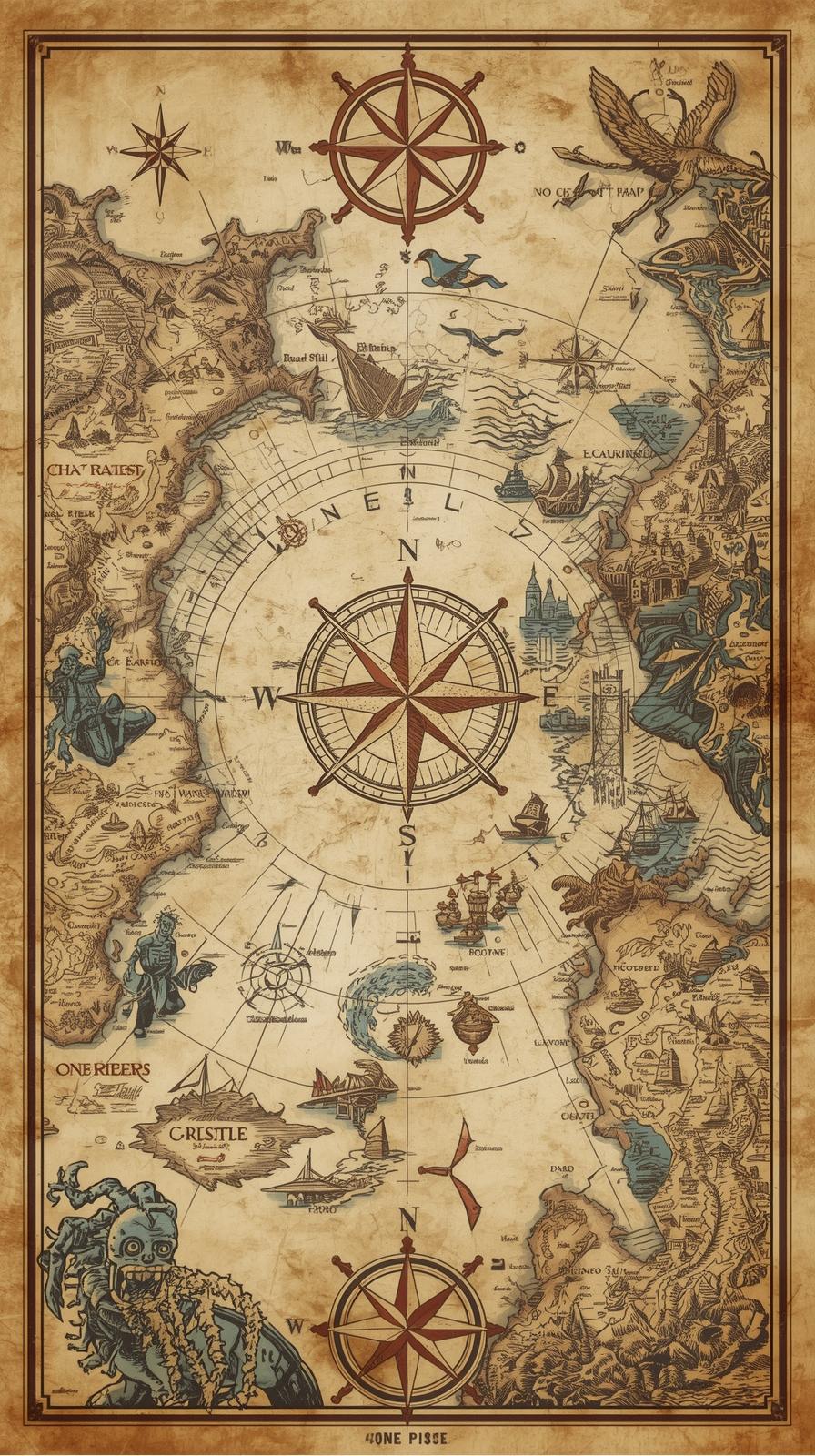 One Piece Treasure Map Poster