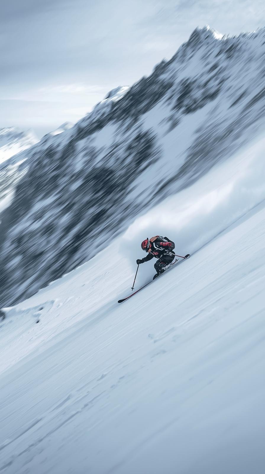 Ski Downhill Tuck Blur