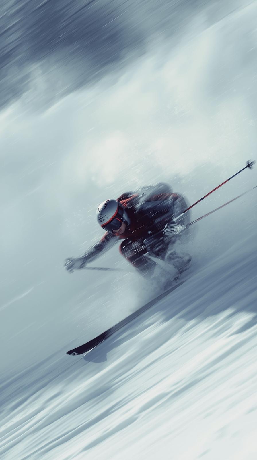 Ski Downhill Tuck Blur