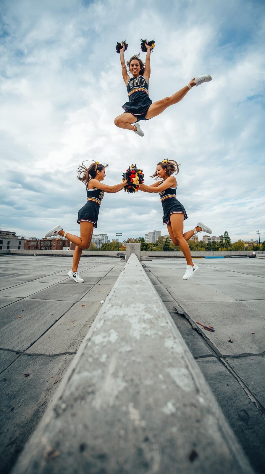 Cheerleading Stunt Parkour Roof Gap Leappyramid