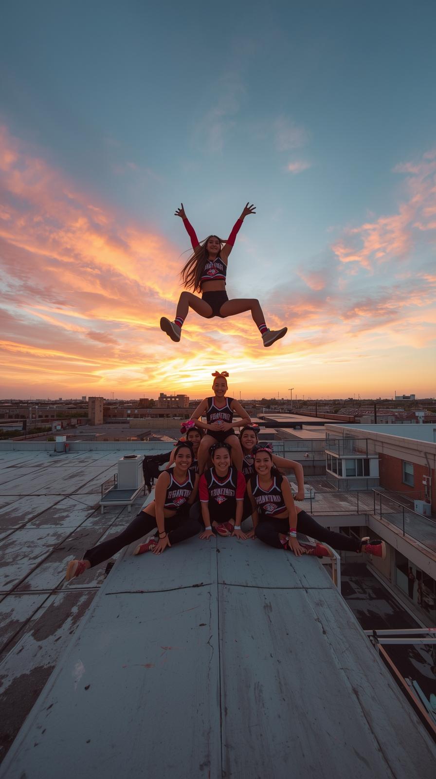 Cheerleading Stunt Parkour Roof Gap Leappyramid