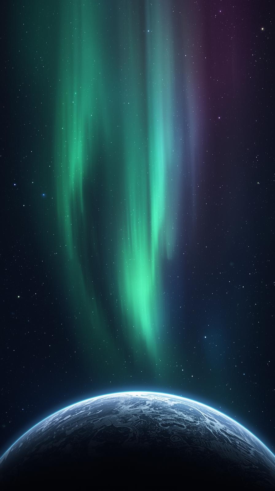 Alien Aurora Over Ringed World