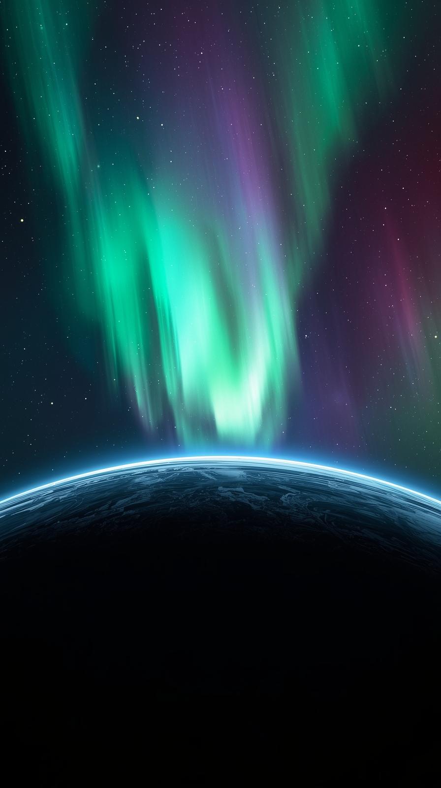 Alien Aurora Over Ringed World