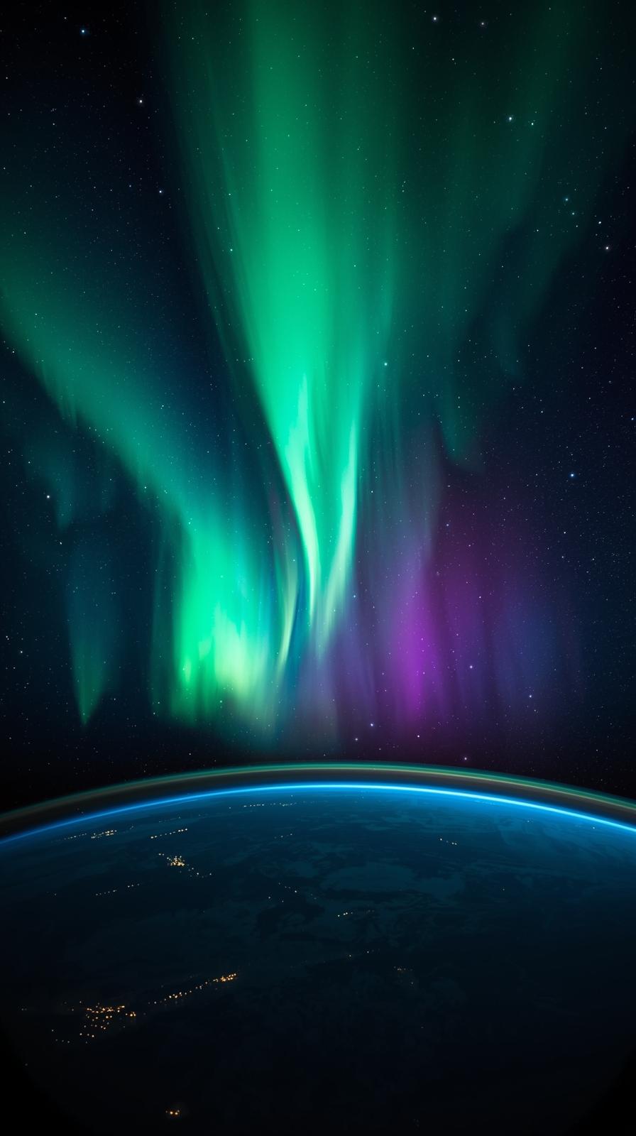 Aurora Seen From Space Window
