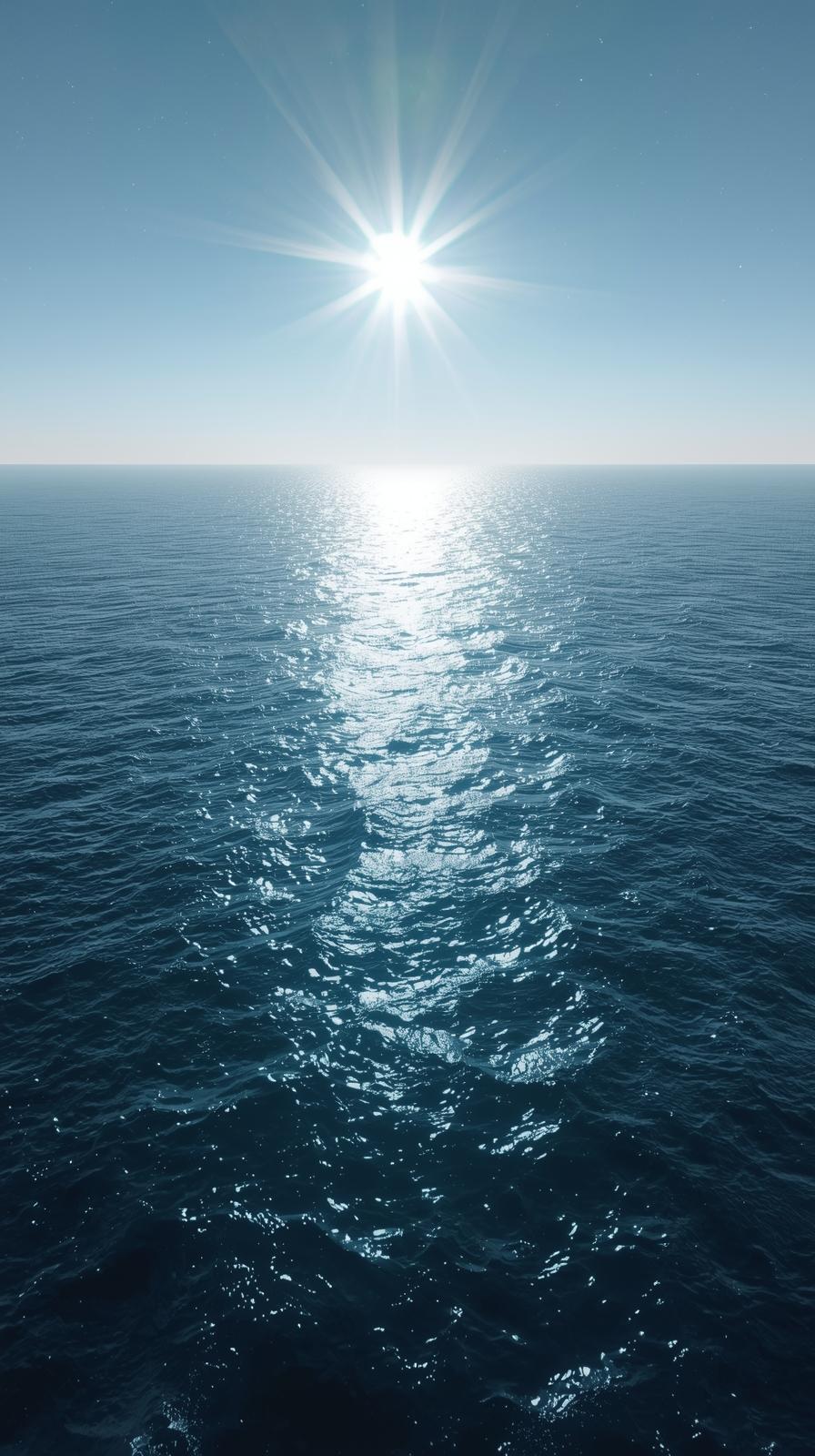 Ocean World With Glinting Sun