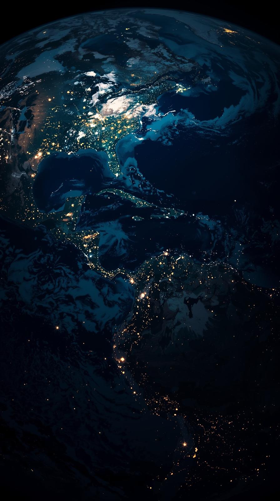 Blue Marble Earth Night Lights
