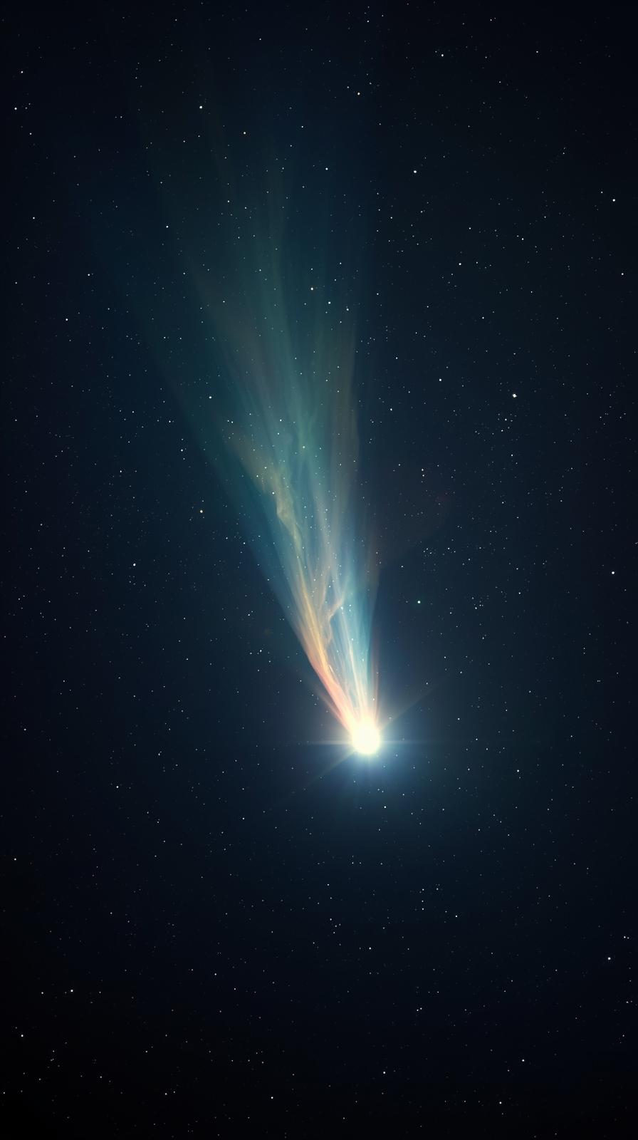 Comet With Glowing Ion Tail