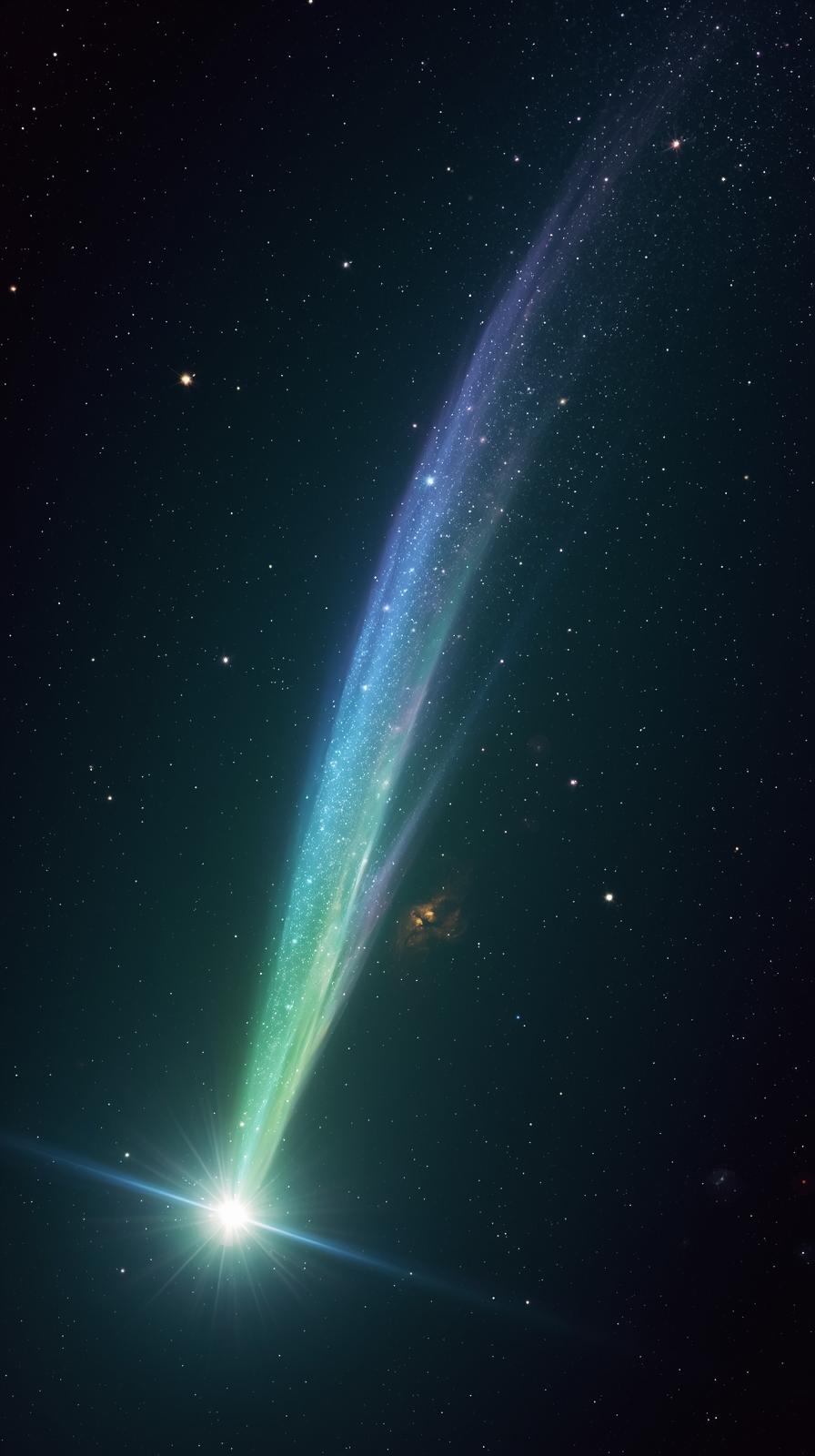 Comet With Glowing Ion Tail