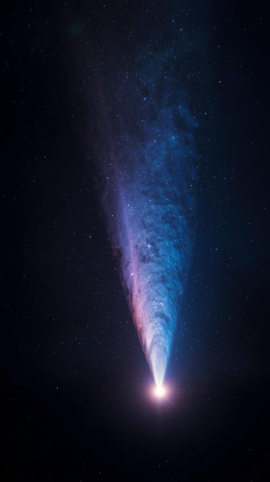 Comet With Glowing Ion Tail
