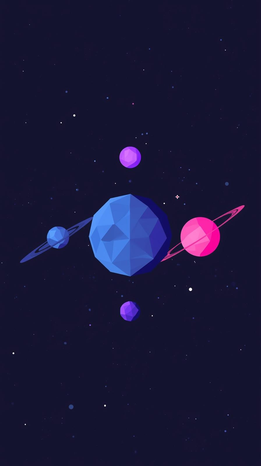Low Poly Planet System Poster