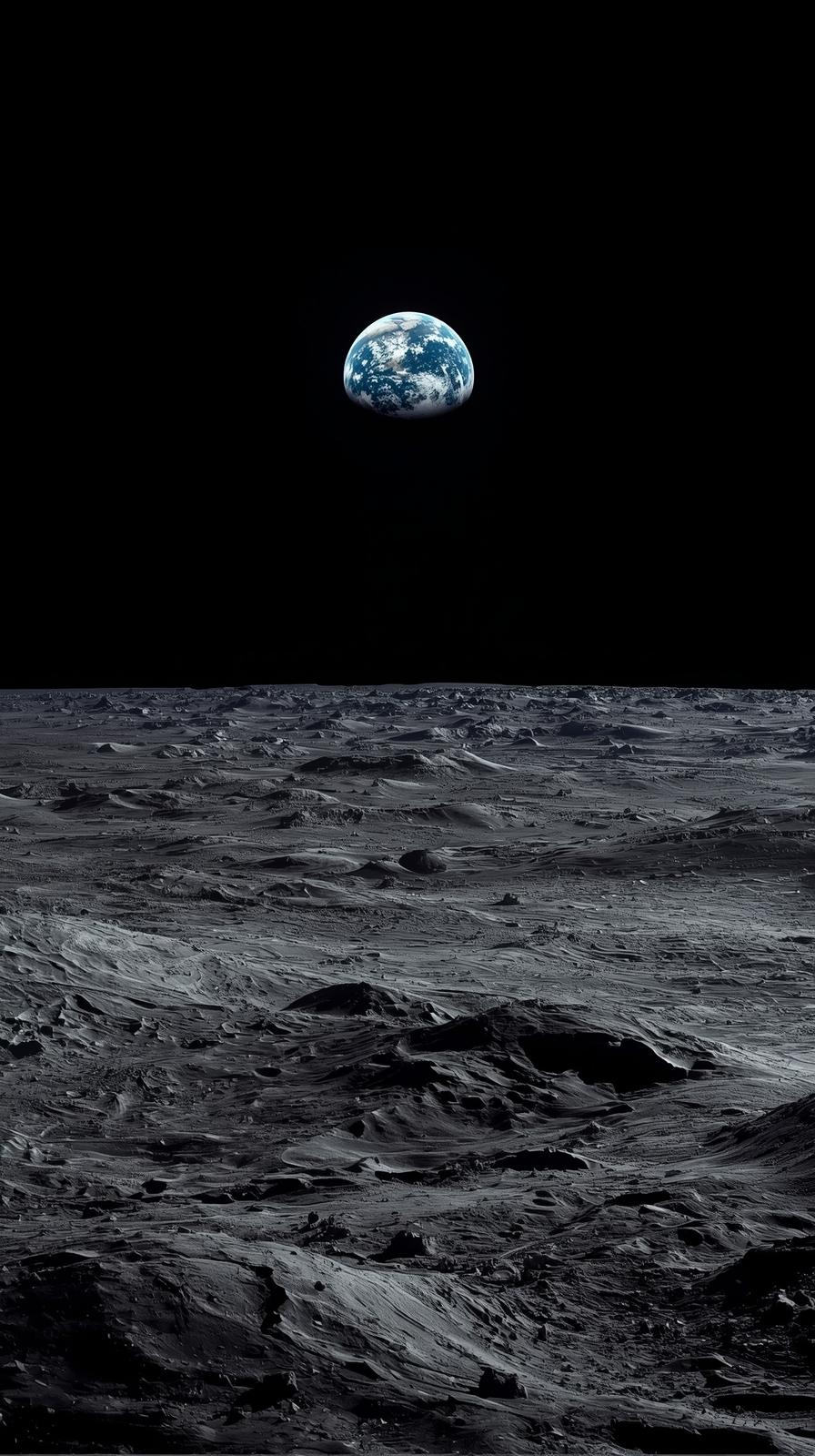 Earthrise From Lunar Surface